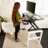 ZooVaa Standing Desk Riser, Micro Adjustable Height Sit to Stand Riser Standing Desk Workstation