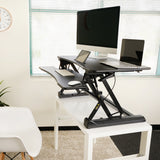 ZooVaa Standing Desk Riser, Micro Adjustable Height Sit to Stand Riser Standing Desk Workstation