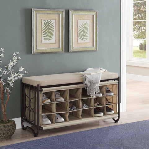 Organize It All Shoe Rack w/Bench - Oil Rubbed Bronze