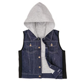 ZooVaa Weighted Kids Vest - Childrens Denim Compression Hoodie Vest w/ Removable Weights - Medium