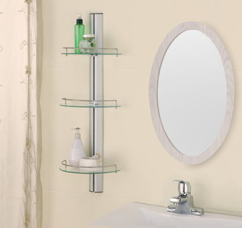 Organize It All 3 Tier Half Moon Glass Shelf - Chrome/Brushed Metal