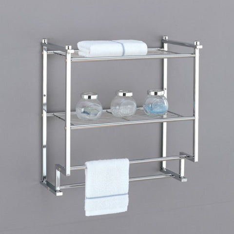 Organize It All 2 Tier Wall Mounting Rack w/Towel Bar - Chrome
