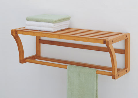 Organize It All Wall Mounting Shelf With Towel Bar - Bamboo