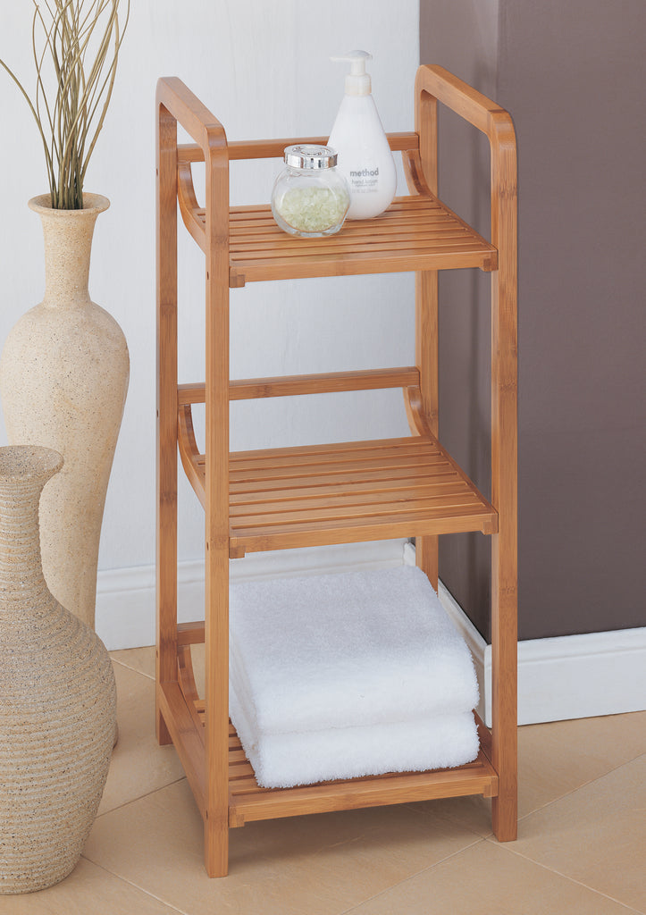 Really Good Stuff® Mobile 3-Tier Shelf in Solid Bamboo