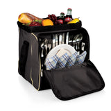Verdugo Picnic Cooler Tote, (Black with Tan Trim)