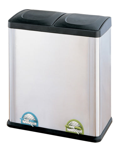 Organize It All 2 Compartment 60 Liter Step Bin - Stainless Steel/Black
