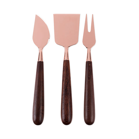 Rustic Farmhouse: Copper & Acacia Cheese Knife Set by Twine