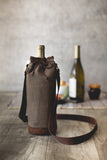 Waxed Canvas Wine Tote, (Khaki Green)