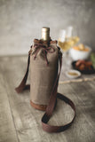 Waxed Canvas Wine Tote, (Khaki Green)