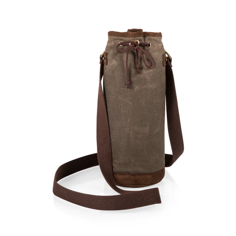 Waxed Canvas Wine Tote, (Khaki Green)