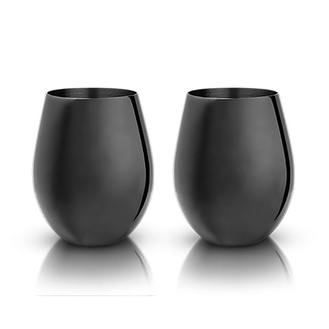 Warren: Gunmetal Black Stemless Wine Glasses (VISKI)