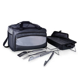 Buccaneer Portable Charcoal BBQ & Cooler Tote, (Black with Grey & Silver)