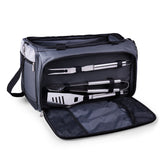 Buccaneer Portable Charcoal BBQ & Cooler Tote, (Black with Grey & Silver)
