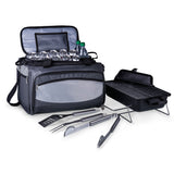 Buccaneer Portable Charcoal BBQ & Cooler Tote, (Black with Grey & Silver)