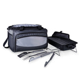 Buccaneer Portable Charcoal BBQ & Cooler Tote, (Black with Grey & Silver)