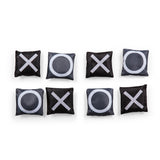 Mini Bean Bag Cornhole Throw Game, (Wood Grain with Bean Bag Toss & Tic Tac Toe Designs)
