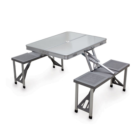 Aluminum Portable Picnic Table with Seats, (Silver)