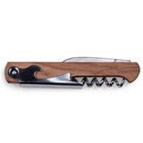 Waiter-Style Stainless Steel Corkscrew with Wooden Handle