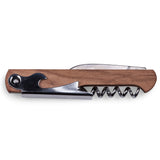 Waiter-Style Stainless Steel Corkscrew with Wooden Handle
