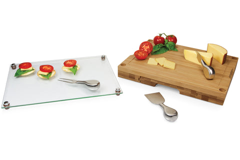 Concerto Glass Top Cheese Board & Tools Set