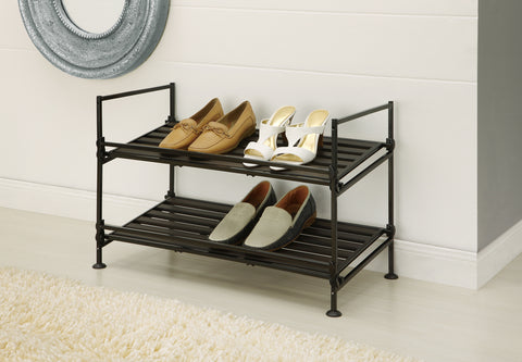 Organize It All 2 Tier Shoe Rack - Resin Black