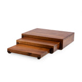 Etage Set of 3 Acacia Serving Pedestals