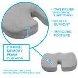 Grey Memory Foam w/ Cooling Gel Coccyx Seat Cushion by Aurora - AW204