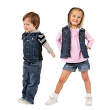 ZooVaa Weighted Kids Vest - Childrens Denim Compression Hoodie Vest w/ Removable Weights - Medium