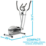 EFITMENT Compact Magnetic Elliptical Machine Trainer with LCD Monitor and Pulse Rate Grips - E005