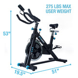 EFITMENT Pro Belt Drive Indoor Cycle Bike with 48.5 lb Flywheel & Monitor - IC028