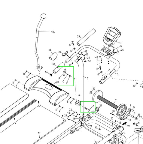 Replacement Parts P,O,F,N Arm Assembly for T017 Treadmill