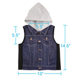 ZooVaa Weighted Kids Vest - Childrens Denim Compression Hoodie Vest w/ Removable Weights - Small