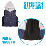 ZooVaa Weighted Kids Vest - Childrens Denim Compression Hoodie Vest w/ Removable Weights - Small