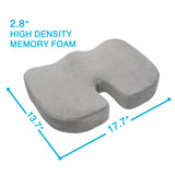 Grey Memory Foam w/ Cooling Gel Coccyx Seat Cushion by Aurora - AW204