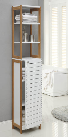Organize It All High Cabinet - White/Bamboo