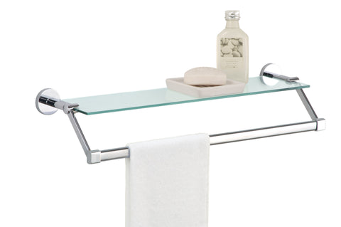 Organize It All Glass Shelf w/ Towel Bar - Chrome