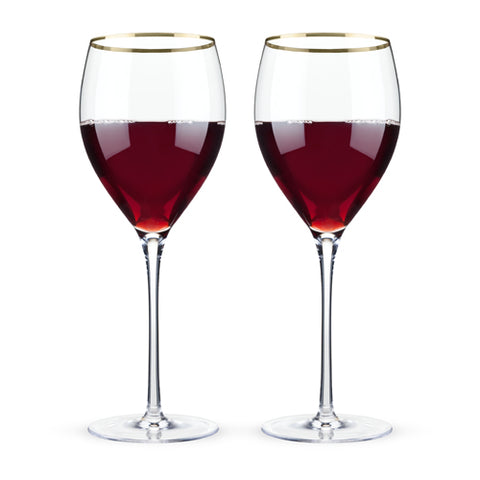 Belmont™ - Gold Rimmed Crystal Red Wine Glasses (Set of 2)