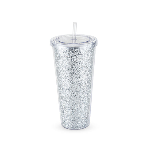 Glam Silver Double Walled Glitter Tumbler by Blush®