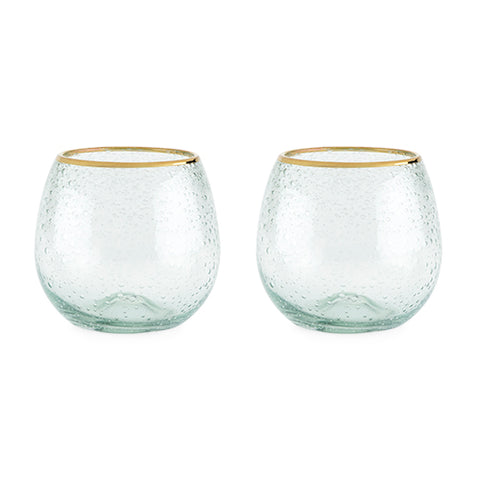 Seaside: Gold Rim Bubble Wine Glass Set