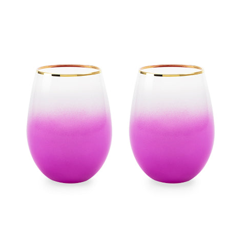 Bougainvillea Stemless Wine Glasses by Blush®