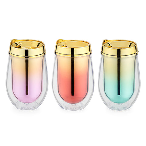 Assorted Metallic Ombre Stemless Wine Tumblers by Blush®