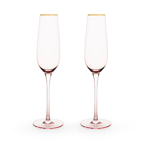 Garden Party: Rose Crystal Champagne Flute Set by Twine