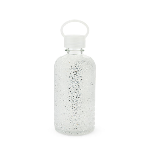 Glimmer: Silver Glitter Silicone Water Bottle by Blush®