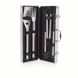 Fiero 5-Pc BBQ Tool Set, (Silver Casing with Black Line and BBQ Tool Accents)