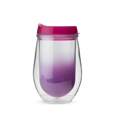 Traveler Double Walled Wine Tumbler in Berry Ombre by True