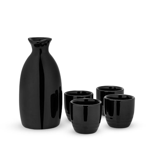 Moga™: 5-Piece Sake Set in Black by True