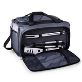 Buccaneer Portable Charcoal BBQ & Cooler Tote, (Black with Grey & Silver)