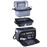 Buccaneer Portable Charcoal BBQ & Cooler Tote, (Black with Grey & Silver)