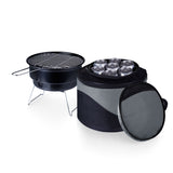 Caliente Portable Charcoal BBQ & Cooler Tote, (Black with Grey)
