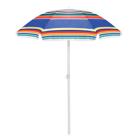 Portable Beach Umbrella, (Multi-Color Stripes)